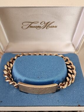Vtg Treasure Masters Gold-Tone Men’s ID Curb Bracelet